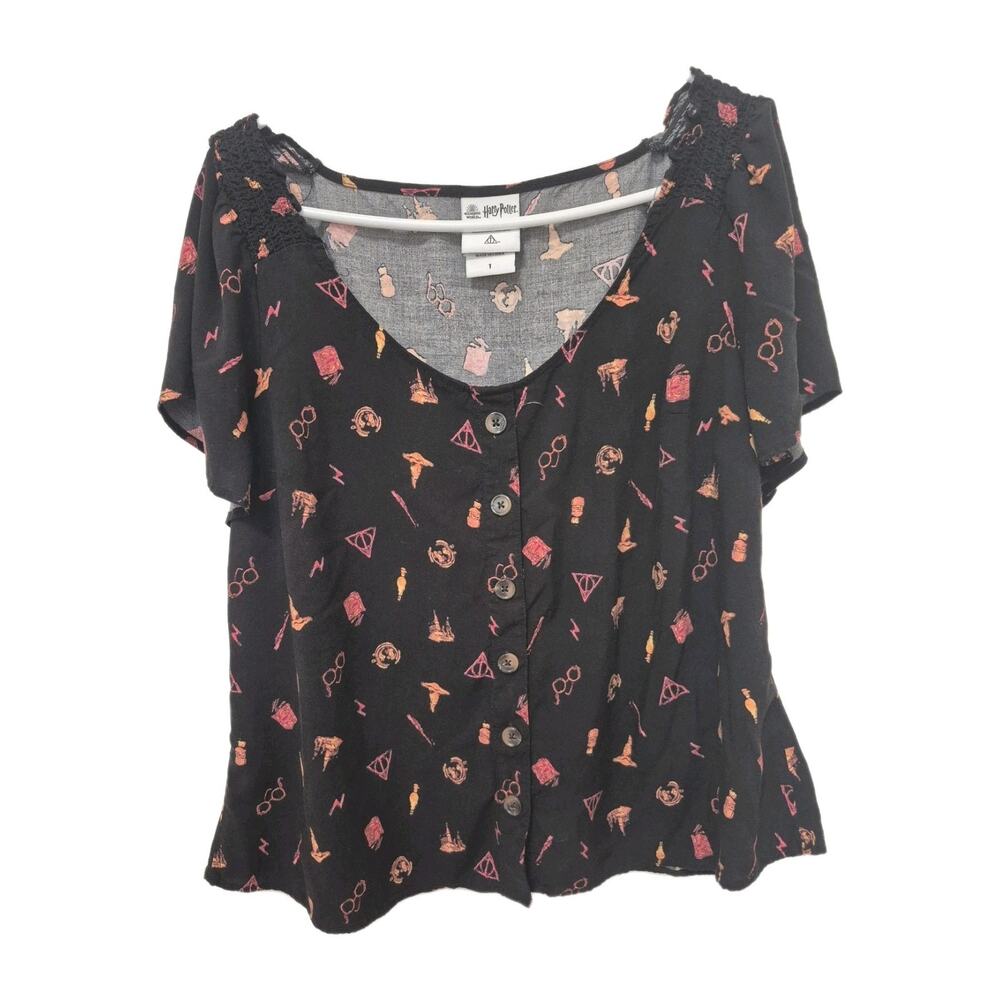 Harry Potter Wizarding World Blouse Womens Size 1 Flutter Sleeves